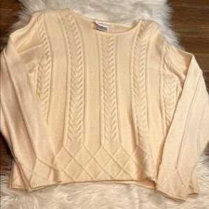 Talbots Soft Cream Cable Knit Sweater